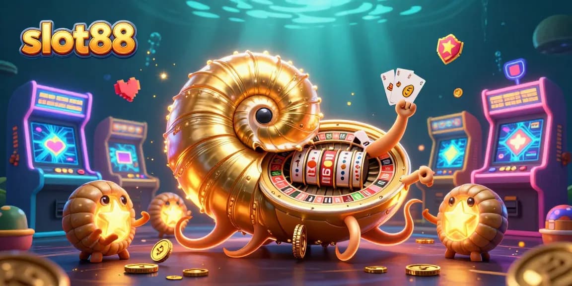 Experience thrilling slot88 gameplay in a vibrant underwater casino realm showcasing animated characters and game elements.