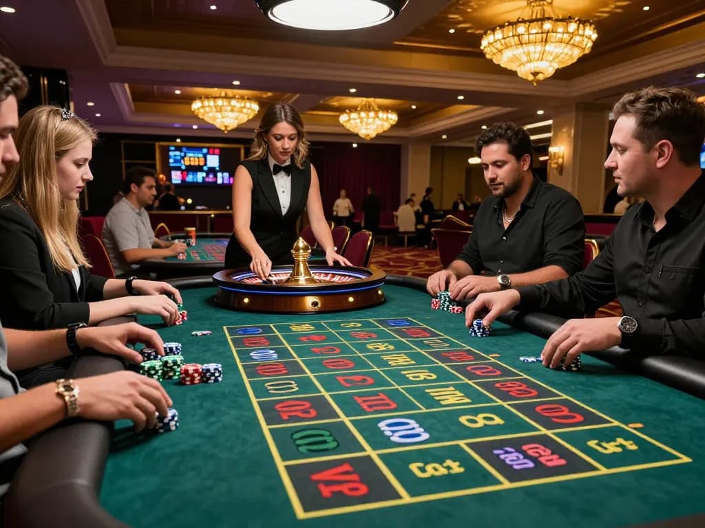 Dynamic roulette gameplay highlighting tỷ lệ nhà cái influences on players' bets and strategies.