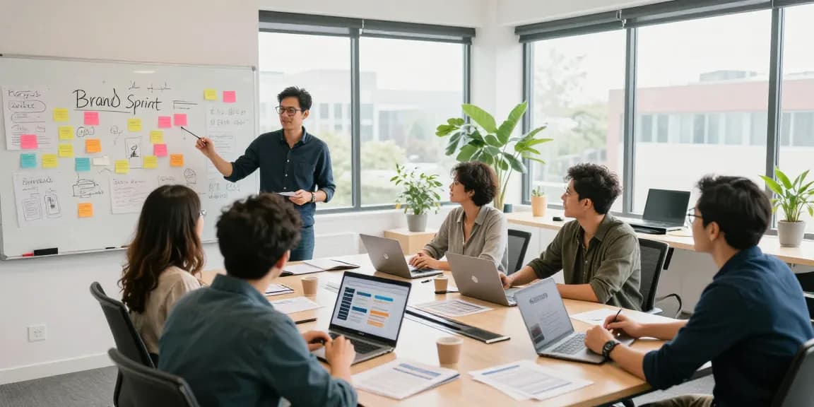 Interactive brand sprint for founders session in a modern office setting.