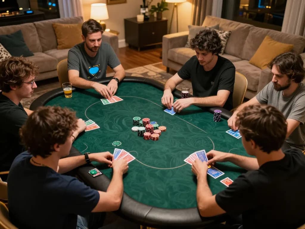 Red88 online poker players strategizing during virtual game night
