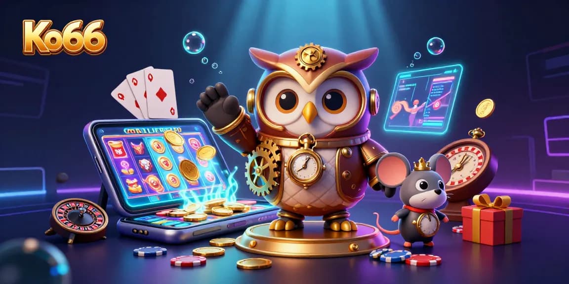 Experience the thrilling action of Ko66 by spinning vibrant slot reels in an immersive 3D casino scene.