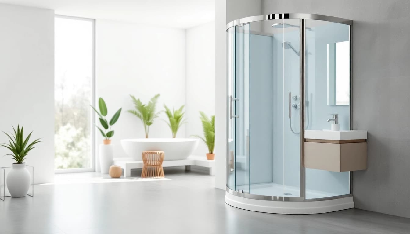 Erkunden Sie die elegante sonni Duschkabine mit klaren Linien und modernem Design in einem stilvollen Badezimmer.