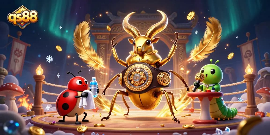 Experience excitement at qs88, where the golden stag beetle competes in a thrilling boxing match surrounded by dynamic gaming elements.