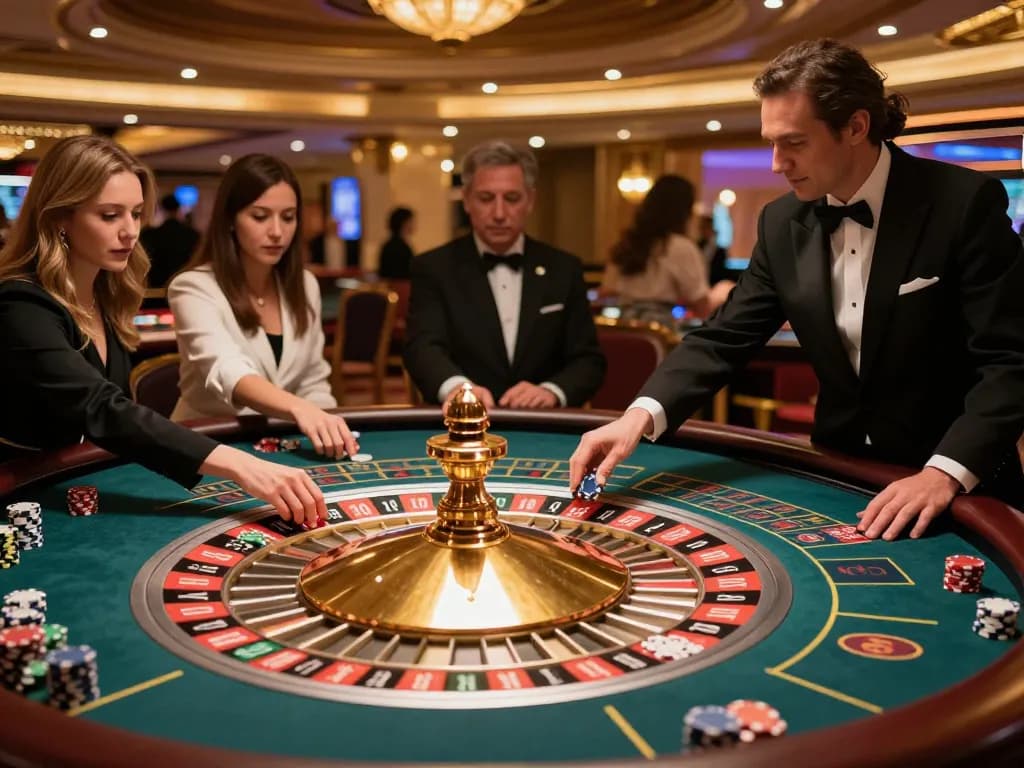 Experience thrilling gameplay at xo88 roulette table with croupier and eager players