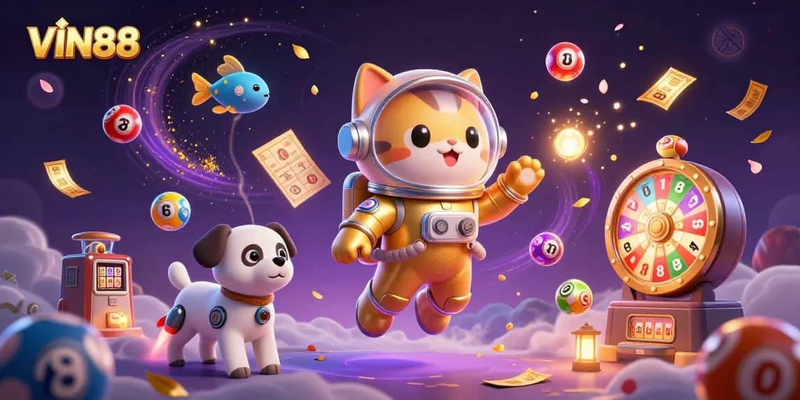 Experience the thrilling world of VIN88 with this captivating casino-themed 3D illustration.