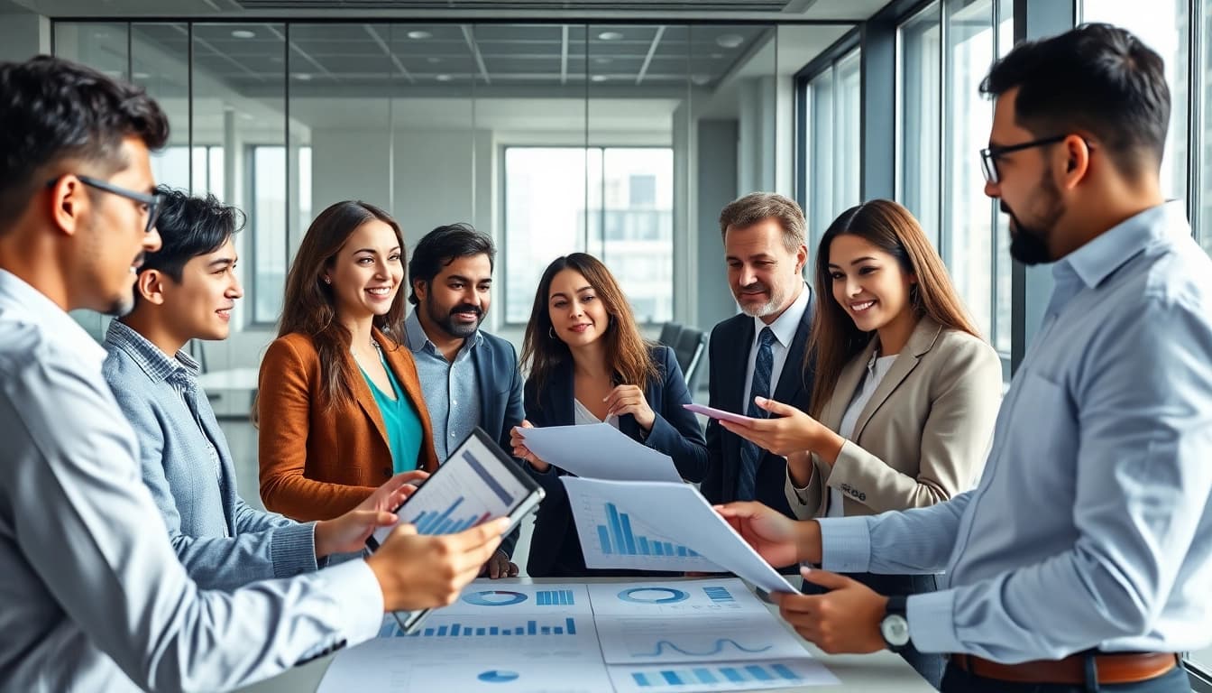 Quickplus Business Consultants team collaborating in a modern office environment.