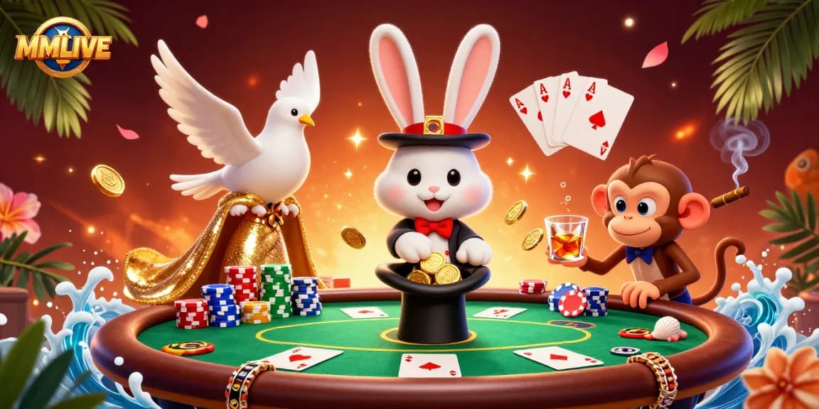 Experience MMLIVE magic with lively characters in a vibrant gambling scene full of excitement.