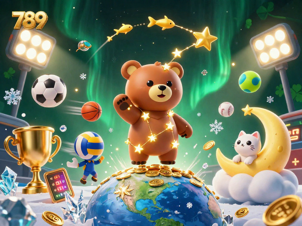 Experience the thrill of 789 with golden stars and dynamic sports elements.