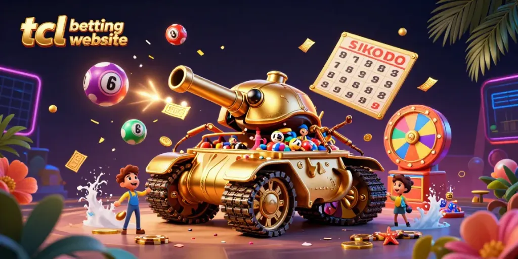 Engage with the tcl betting website in a lively 3D casino scene with golden elements and dynamic lottery features.
