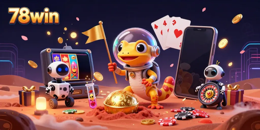 Engage with the vibrant casino universe of 78win, where Martian gecko and friends celebrate wins!