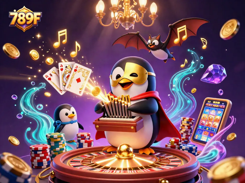 Experience thrills with 789F’s exciting casino elements in a vibrant 3D illustration.