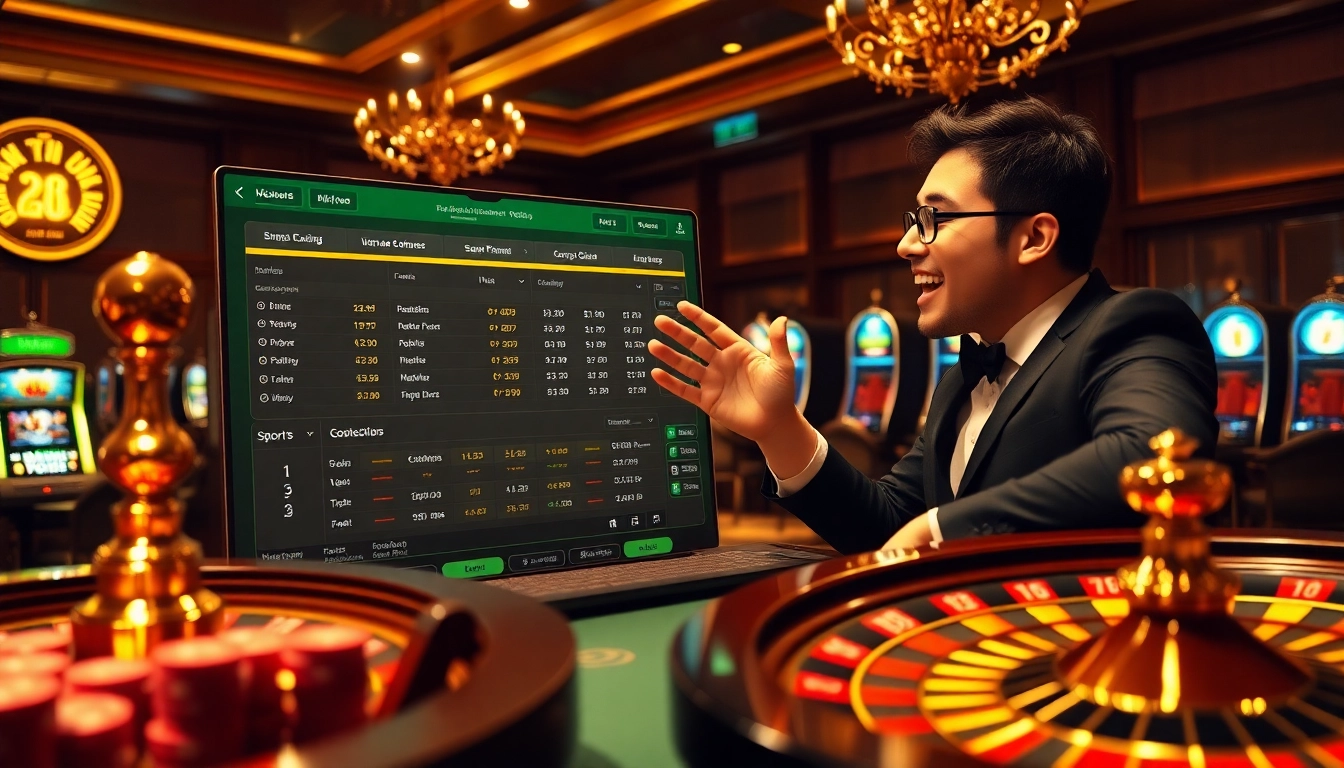Kèo nhà cái betting scene showcasing excitement at a professional casino interface