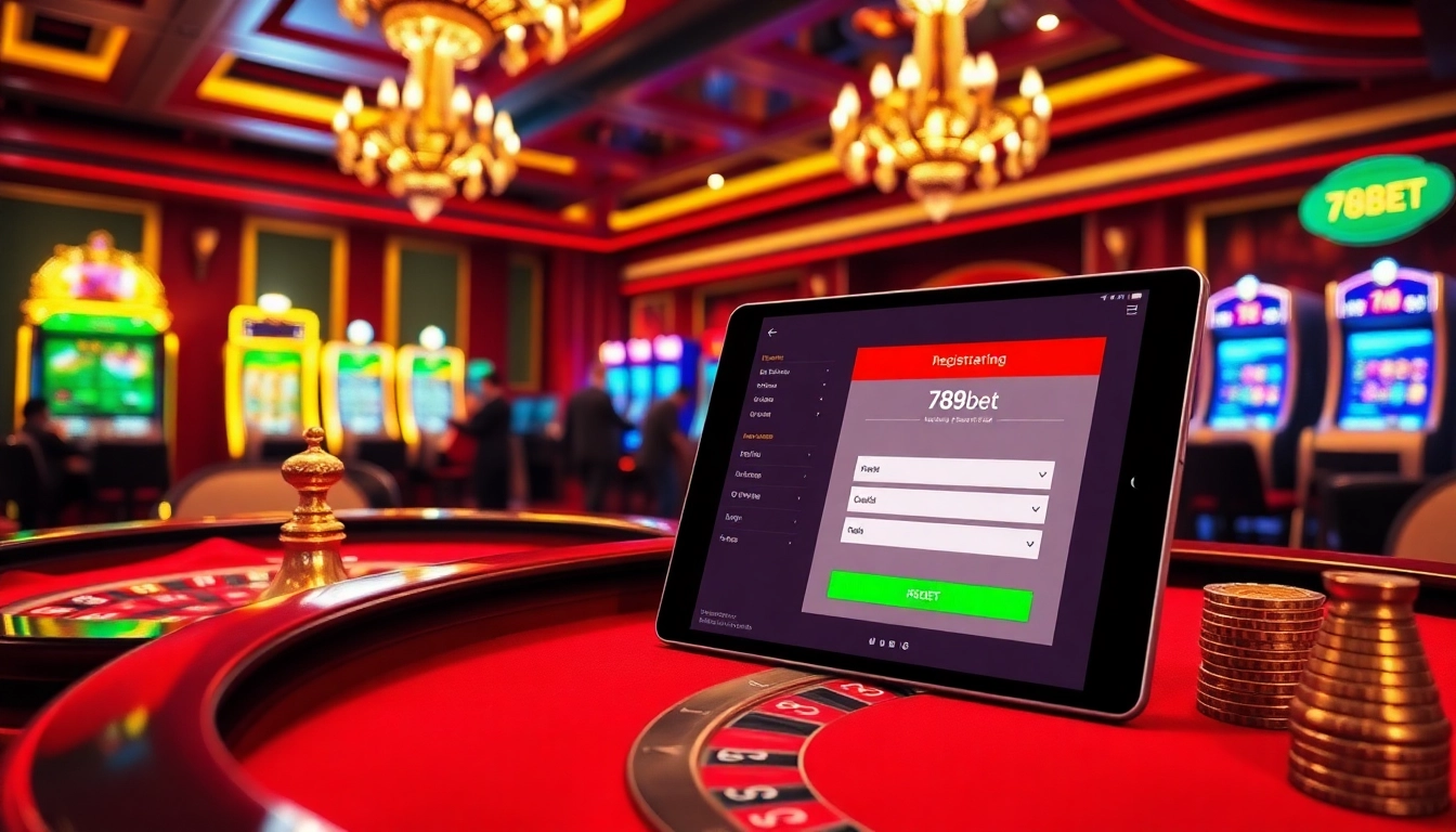 Engaging gamblers in a luxurious casino setting, highlighting the đăng ký 789bet registration process.