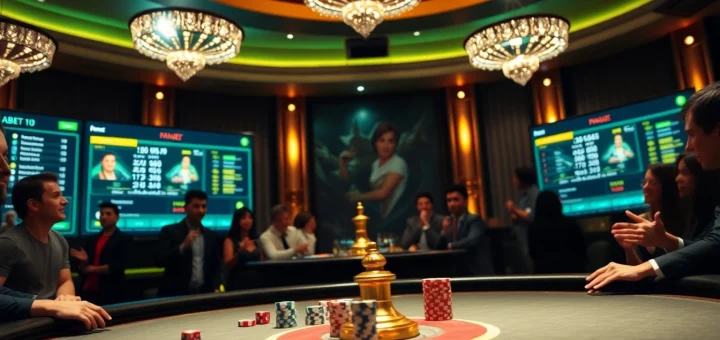 Excited players enjoying a luxurious online gambling experience at f8bet.io casino.