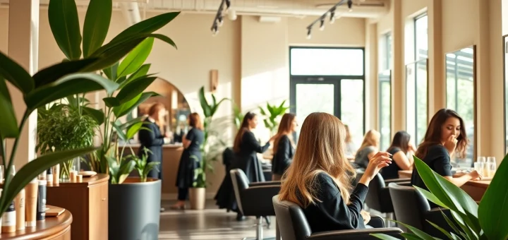 Experience hair artistry at Omnia, an Aveda salon in San Diego, offering vibrant color and precision cuts.