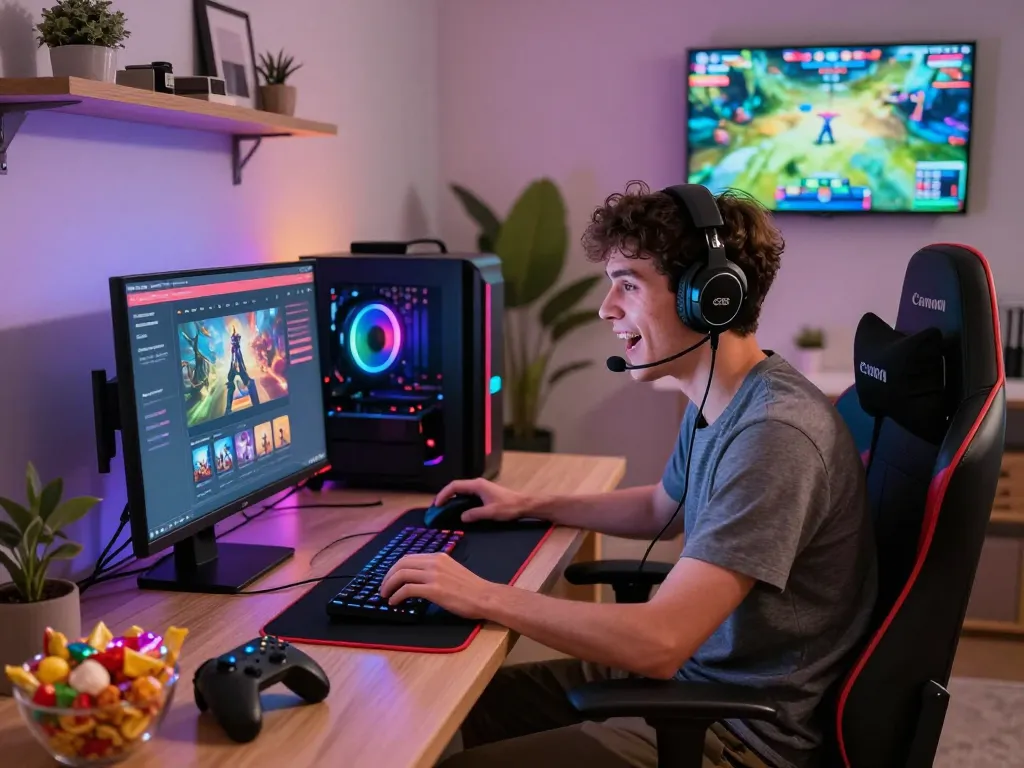 SC88 online betting application showcased on a gamer’s monitor in an exciting gaming setup.
