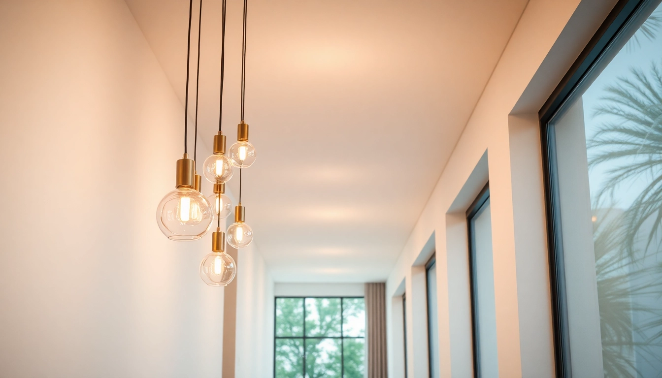 Elegant light fixtures for hallway brightening a stylish corridor with contemporary designs.