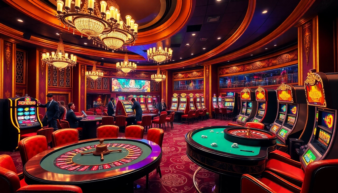 KONG88 poker players strategizing around a table while enjoying the vibrant casino atmosphere.