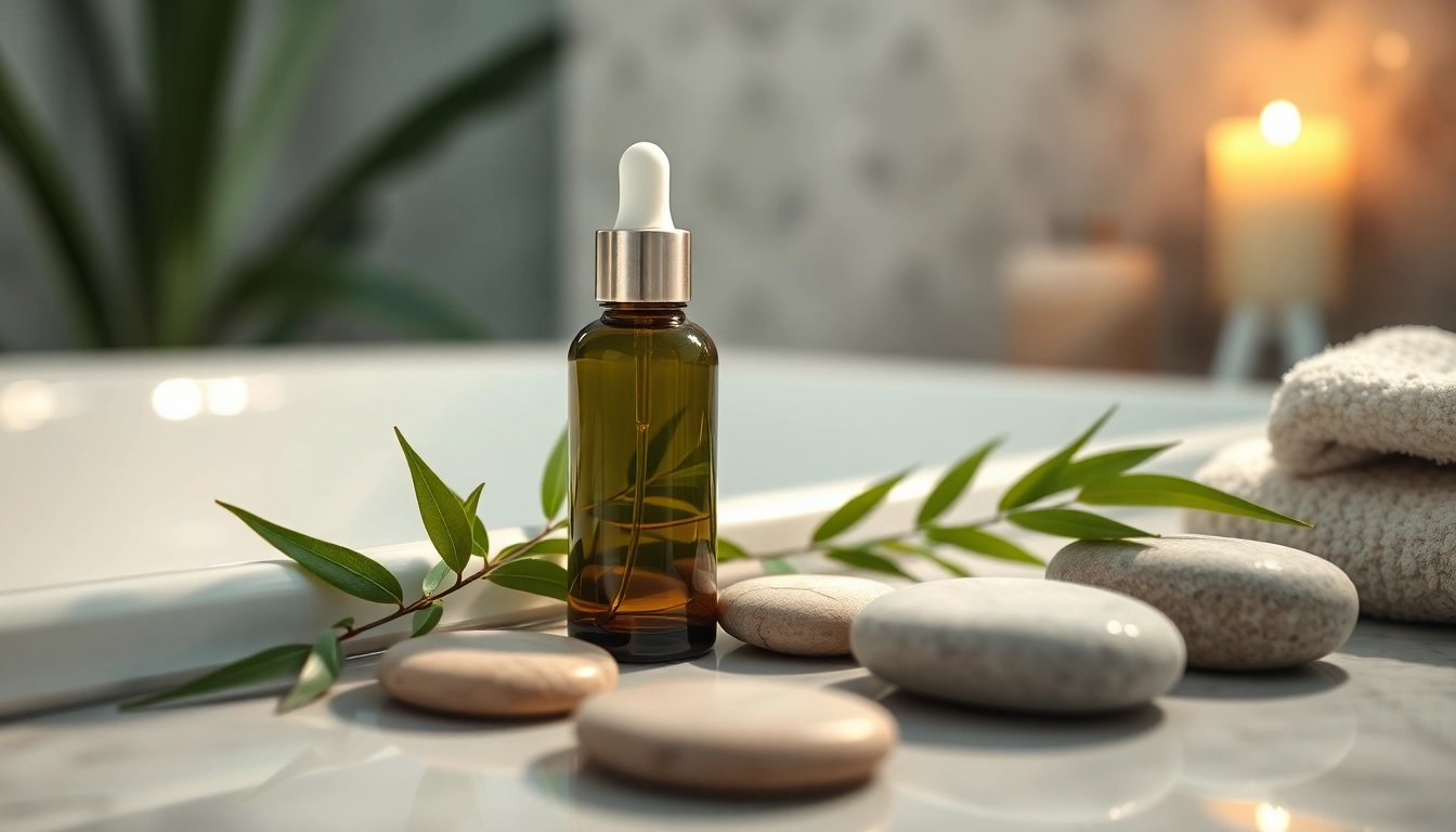 Luxurious bakuchiol serum bottle surrounded by natural decor elements, promoting skin wellness.