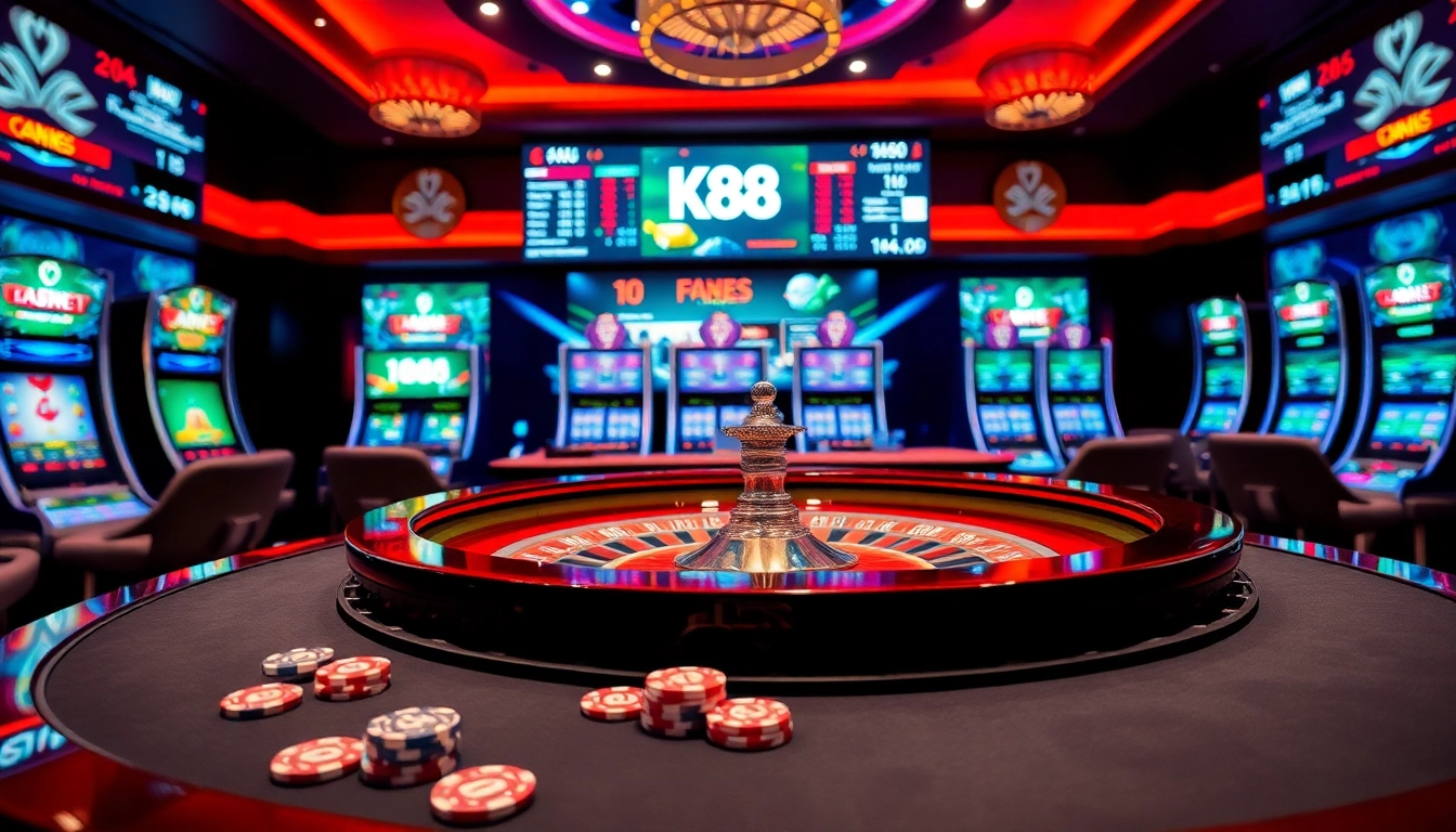 Experience the thrill of winning at https://uk88.business/ with lively casino scenes featuring poker chips and roulette.