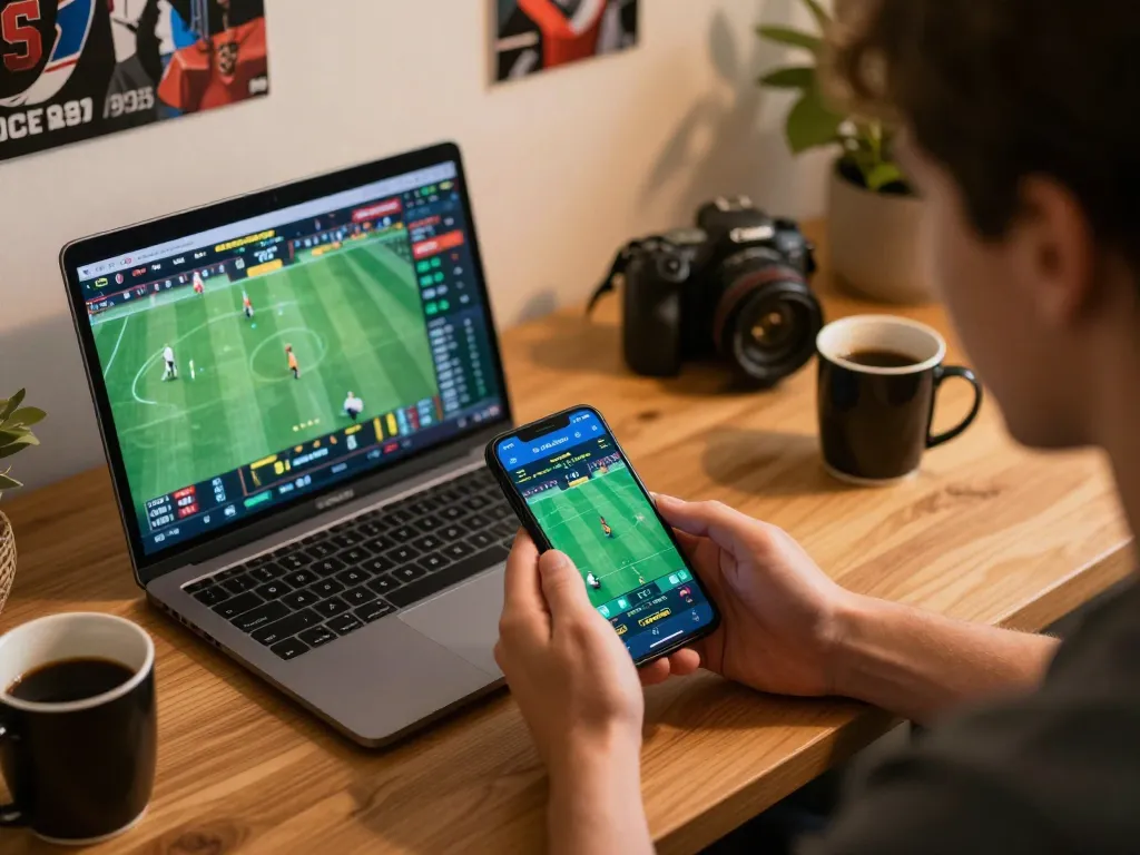 Max88 user placing strategic bets on a mobile sports betting app while enjoying the game at home