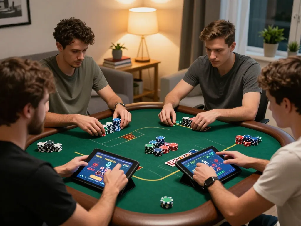 Engaging in online gaming at home with fly88, showcasing excitement and strategy in a cozy setup.