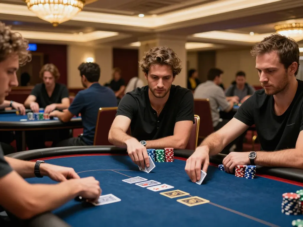 players engaging in a poker game at five88 casino, showcasing strategy and excitement