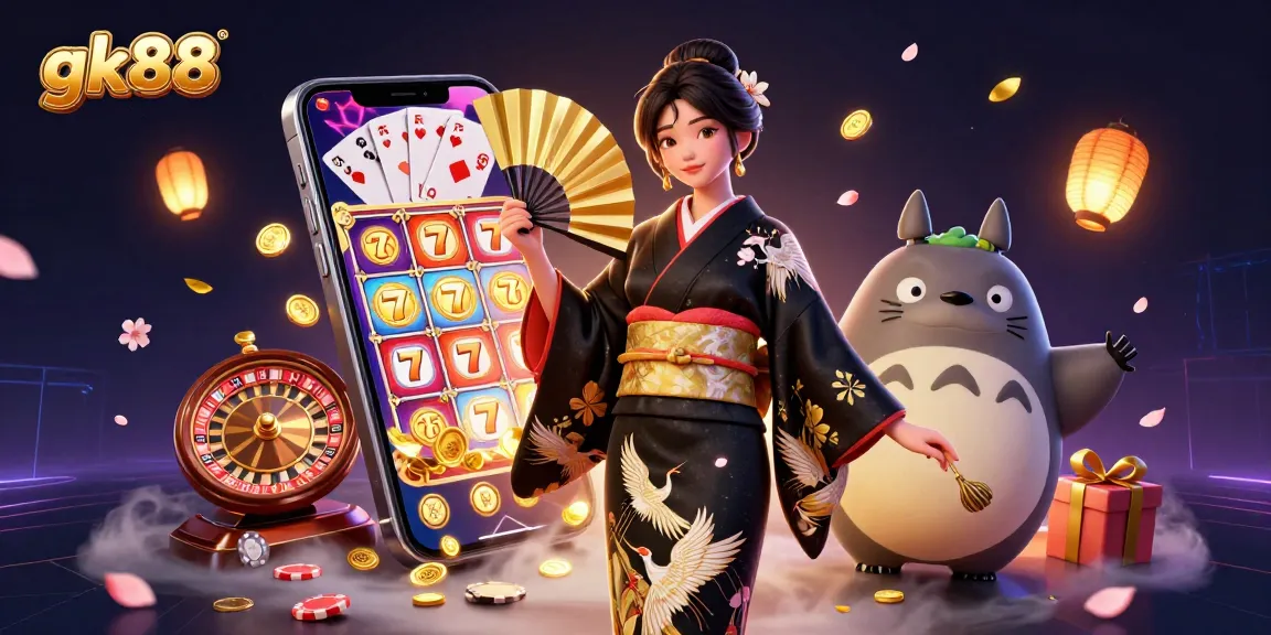 Experience the thrill with gk88 as golden coins and slot reels come to life in an immersive casino illustration.