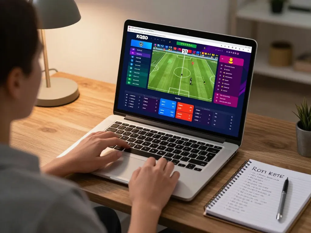 KQBD live sports betting interface displayed on a laptop while a user analyzes strategies.