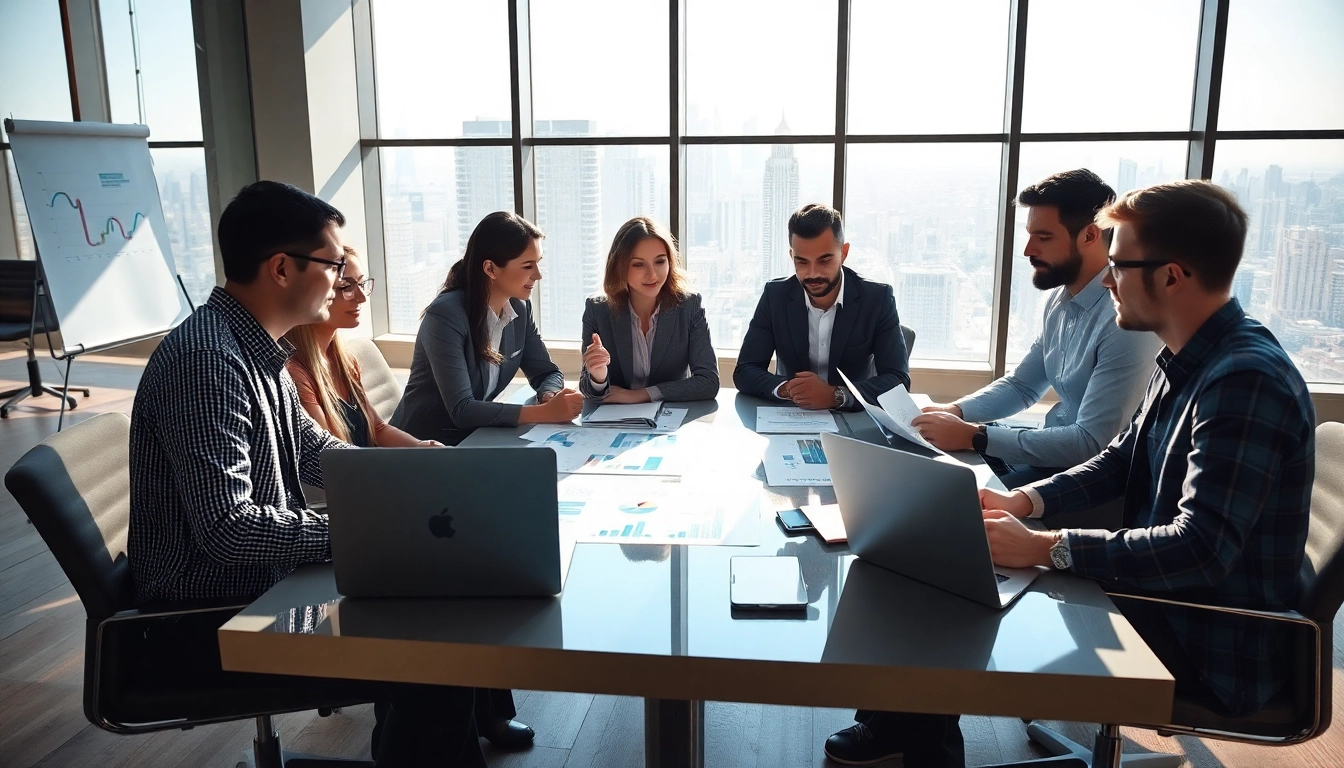 Engaged professionals discussing Acquisition Planning strategies in a modern office.