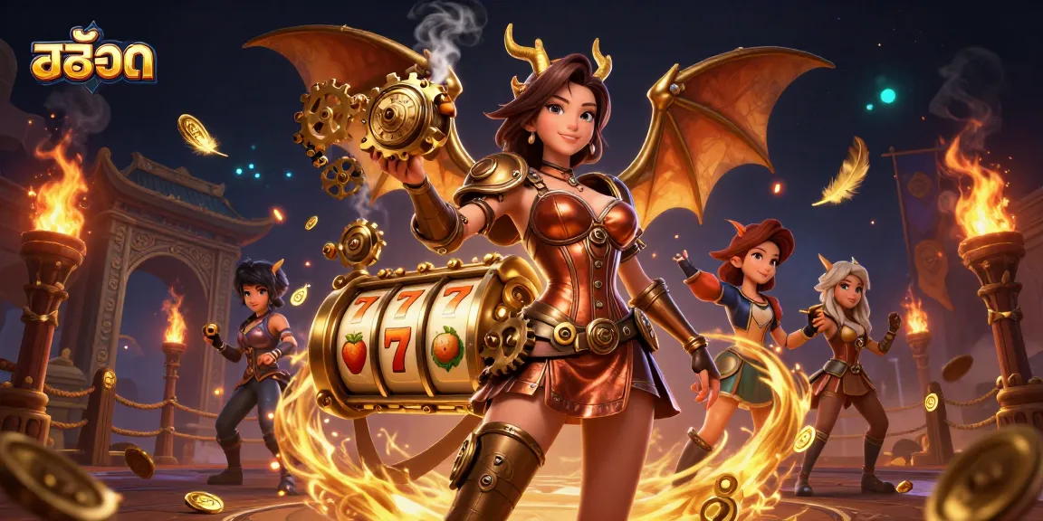Bet on สล็อต with stunning 3D illustration showcasing a thrilling slot casino scene.