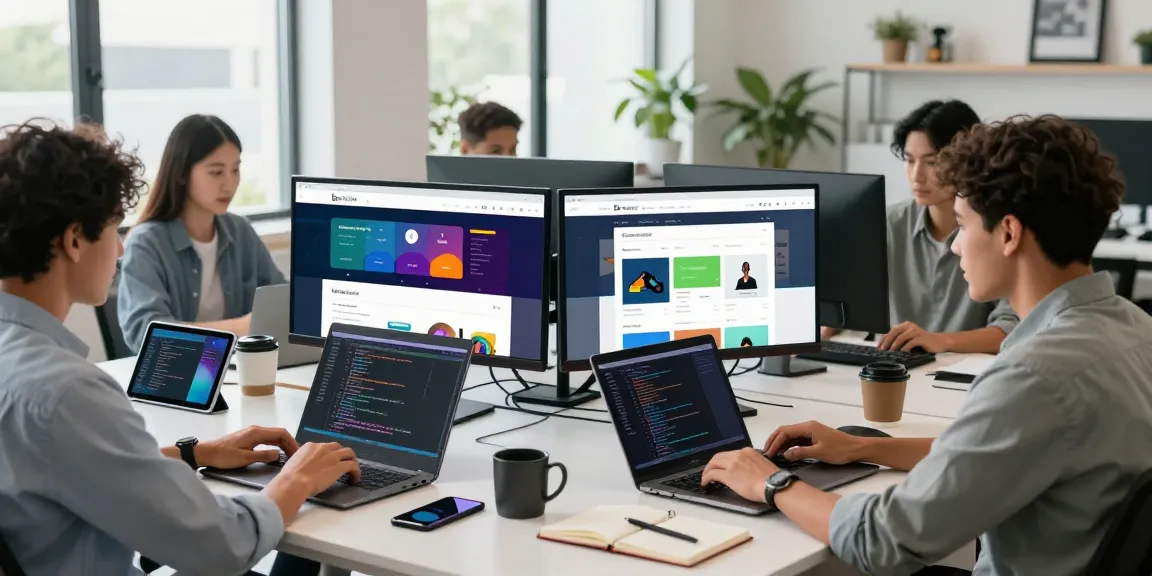 Collaborative team working on cheap web hosting australia solutions in a modern tech studio.
