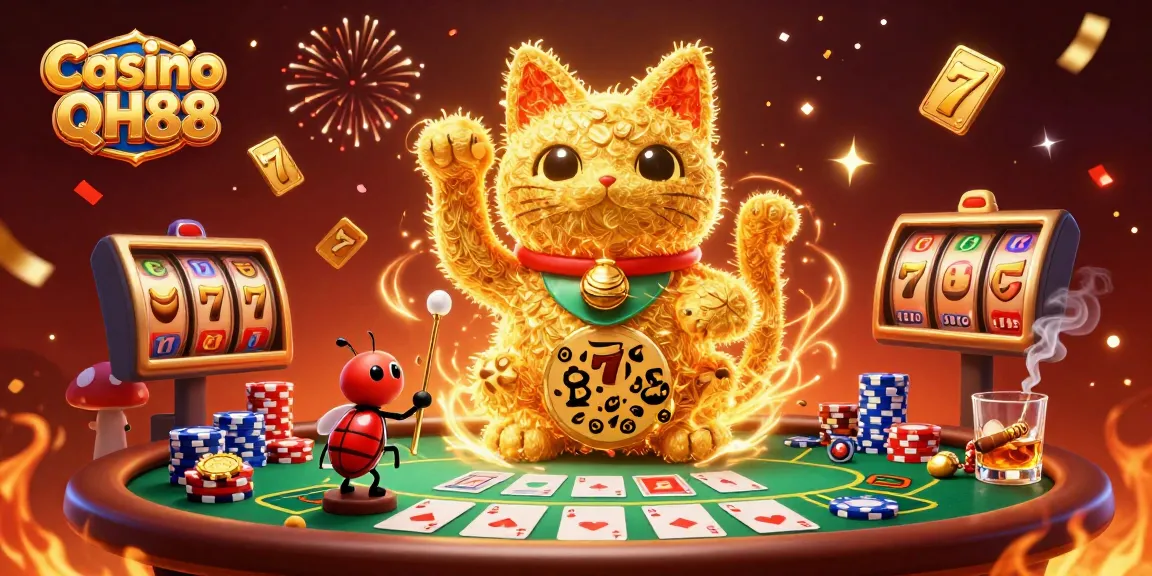 Experience the magic of Casino QH88 with animated golden fireflies and dynamic casino elements.
