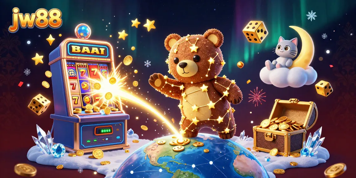 Experience thrilling gaming at jw88 with vibrant casino elements, coins, and characters.