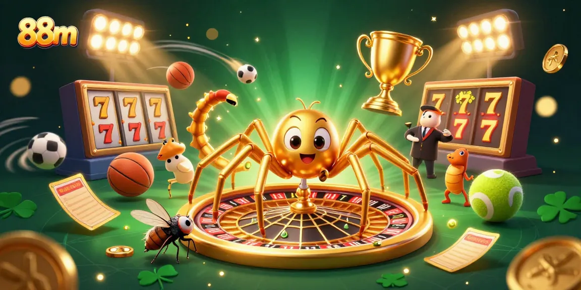 Place bets and win big at 88m’s casino with a dynamic roulette-themed scene.
