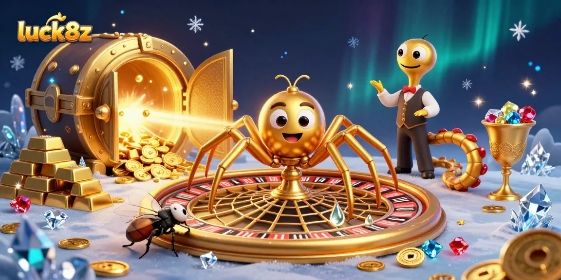 Engage with luck8z while placing bets at a vivid 3D casino scene filled with treasures.