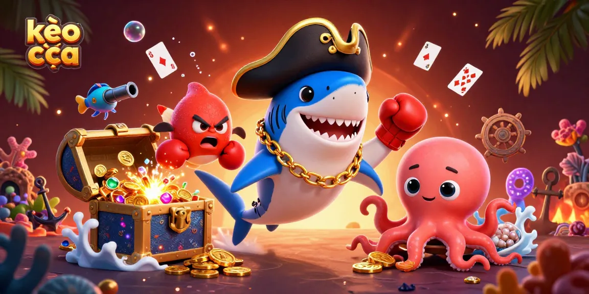 Engage with kèo nhà cái in this vibrant underwater scene featuring playful sea characters and exciting gambling elements.