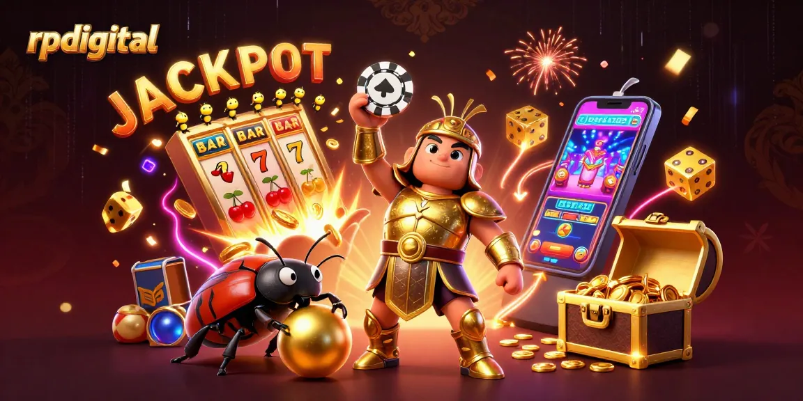 Win big with rpdigital's vibrant casino scene featuring heroic characters and jackpot visuals.