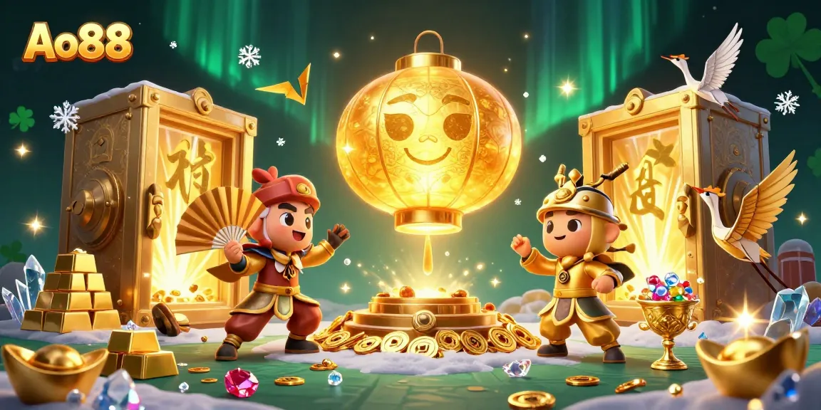 Experience Ao88's vibrant casino scene filled with rich symbols of fortune and rich gameplay features.
